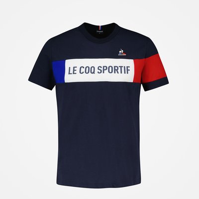 2310012 Tricolour Cotton T-Shirt with Logo Print and Short Sleeves LE COQ SPORTIF