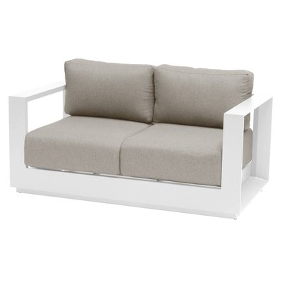 Canapé de jardin "Allure" 2 places gris minéral & blanc en aluminium traité époxy HESPERIDE