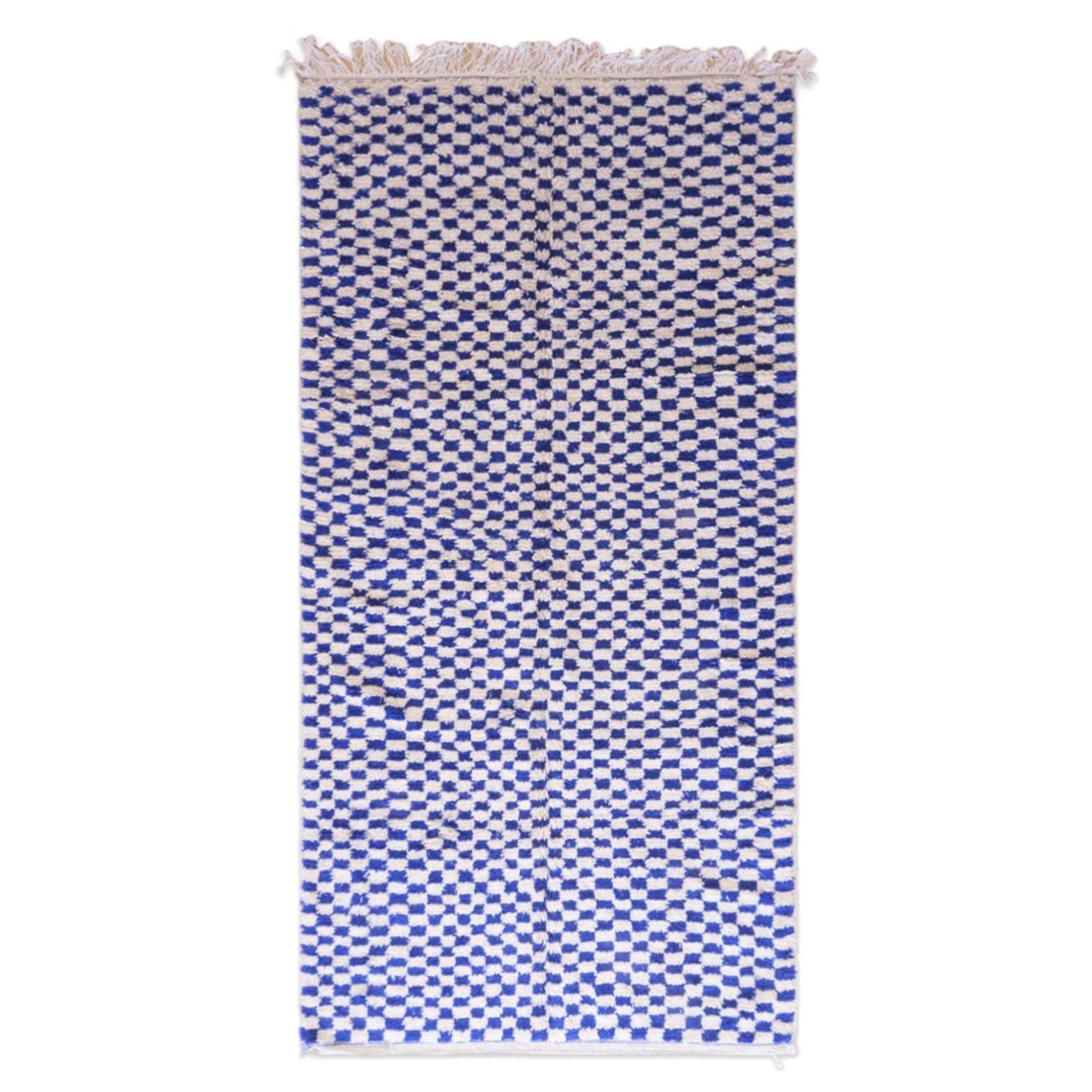 Tapis berbère authentique et graphique à carreaux laine 158 x 327 cm, AFK LIVING