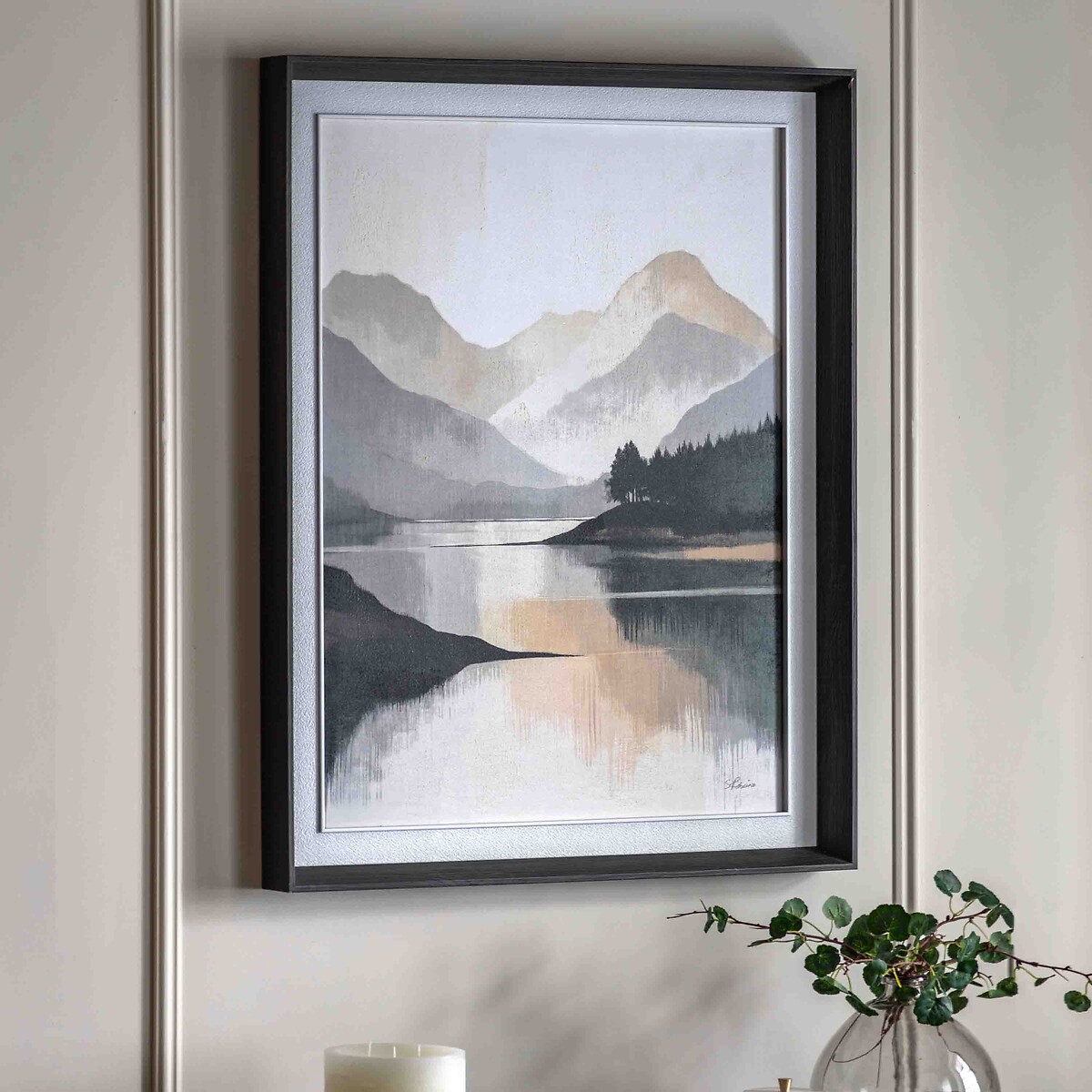 72x92cm Mountain Reflections Framed Canvas, ÉDITÉ