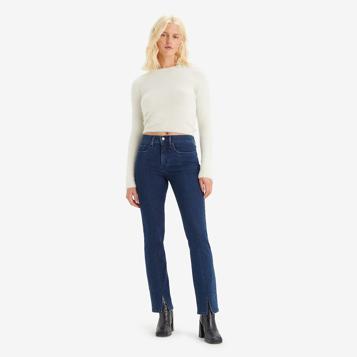 314 shp seamed straight jeans in mid rise more is not more