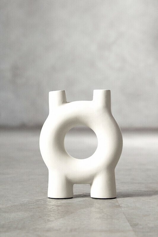 Small Abstract Candle Holder in Cream, FIFTY FIVE SOUTH