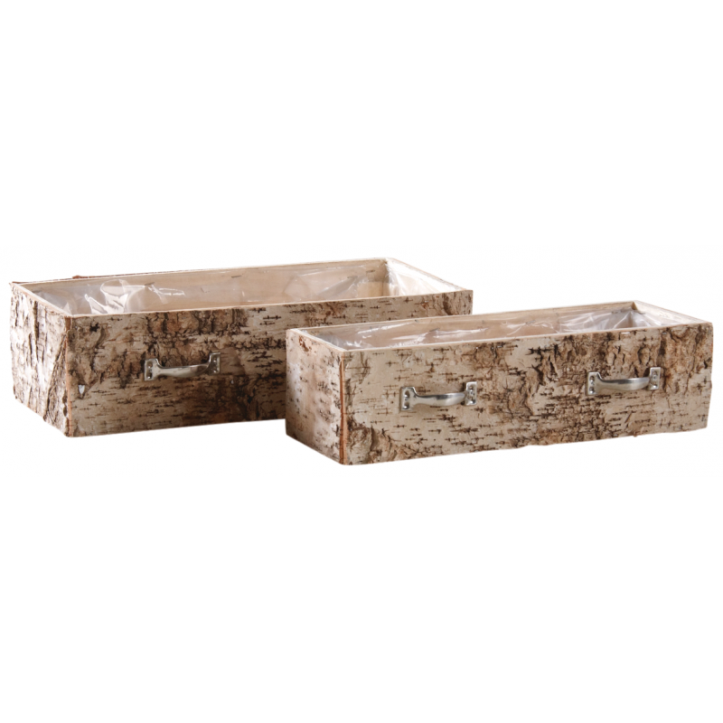 Lot de 2 jardinières en bouleau blanchi, AUBRY GASPARD