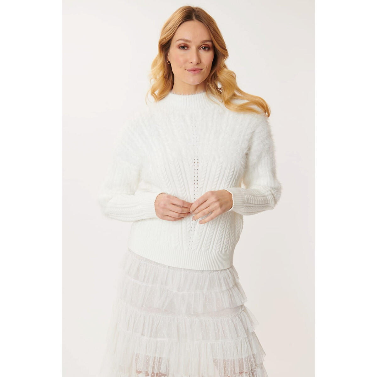 Joyce Fluffy Jumper in Cable Knit