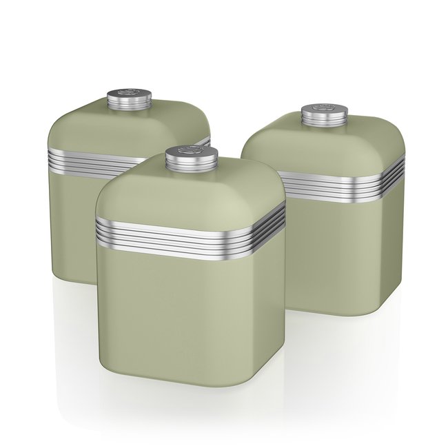 Retro Set of 3 Canisters Green, green, SWAN