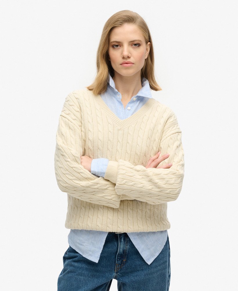 Pull oversize torsadé à col en V, SUPERDRY