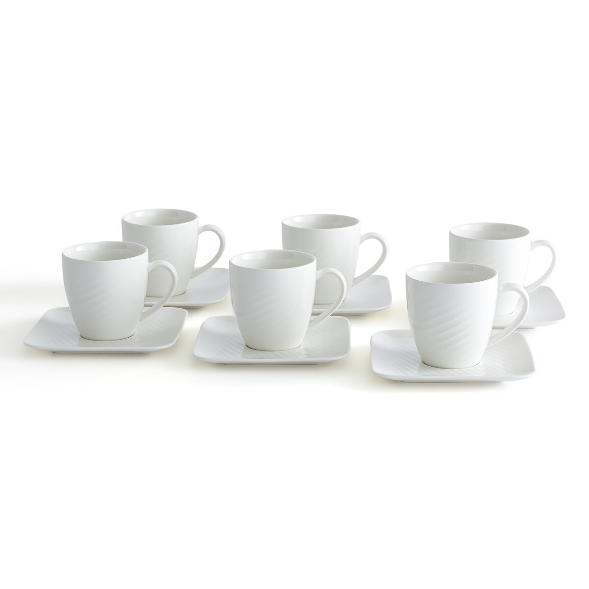Set of 6 Veldi Porcelain Cups and Saucers