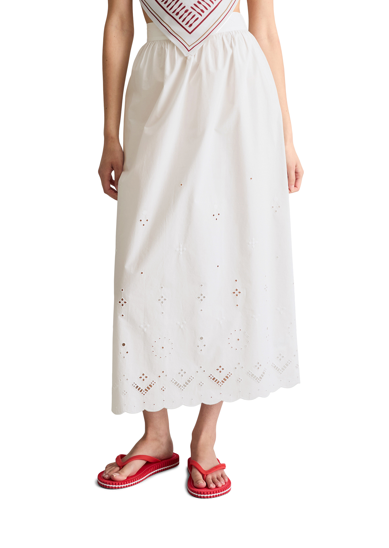 Jupe évasée en dentelle avec Broderie Anglaise, MARC O’POLO DENIM