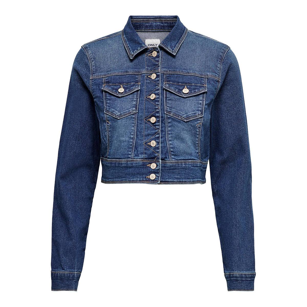 Short fitted hot sale denim jacket