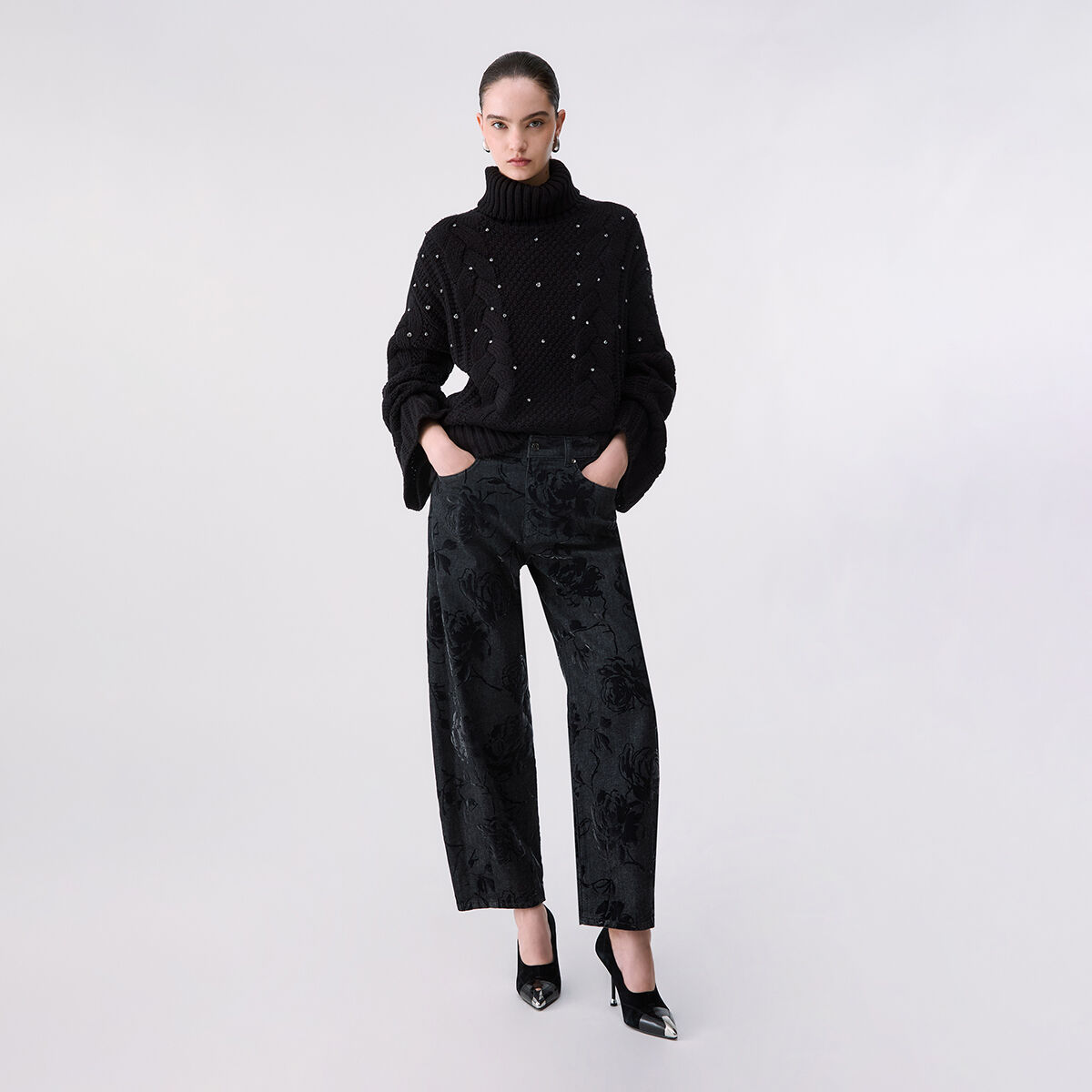 Pull col roulé torsadé avec strass, LIU JO
