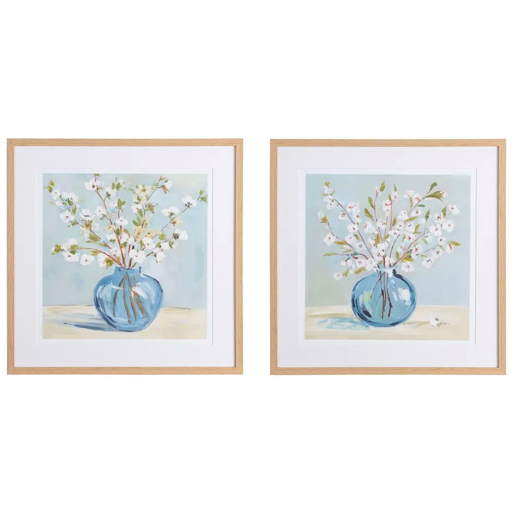 Set de 2 tableaux peints à la main fleurs 60x3x60cm, WADIGA