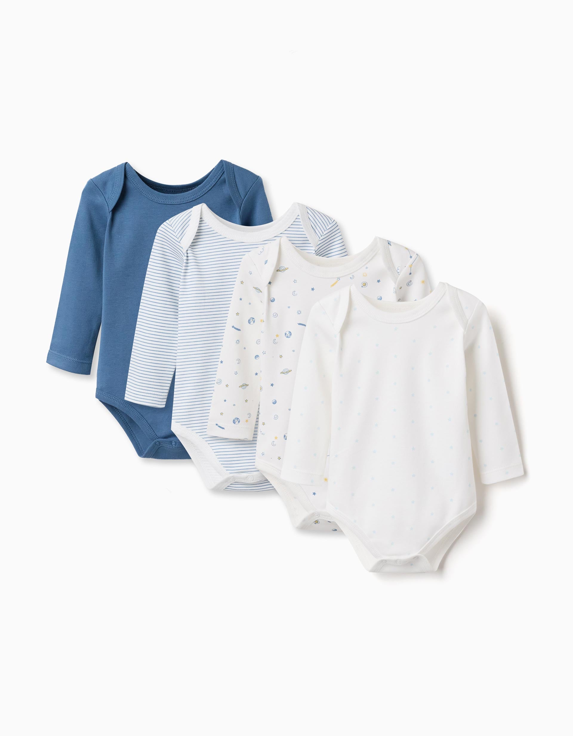 Lot de 4 bodies en coton unis/imprimés, ZIPPY
