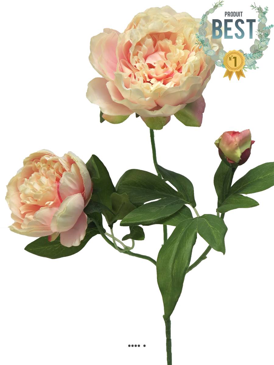 Pivoine artificielle ramifiée, 3 têtes, H, ARTIFICIELLES