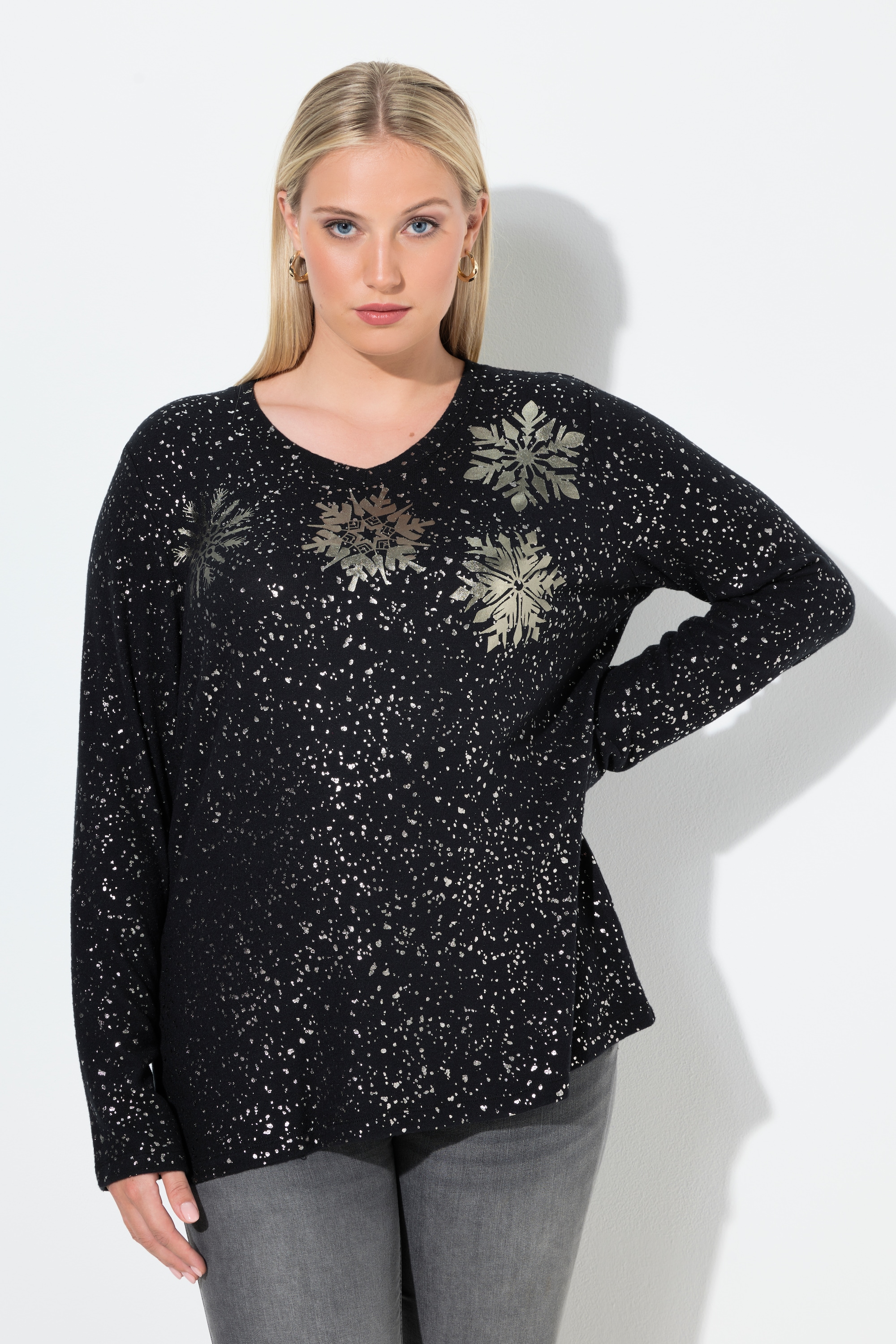 Sweat-shirt à col V et manches longues, ULLA POPKEN