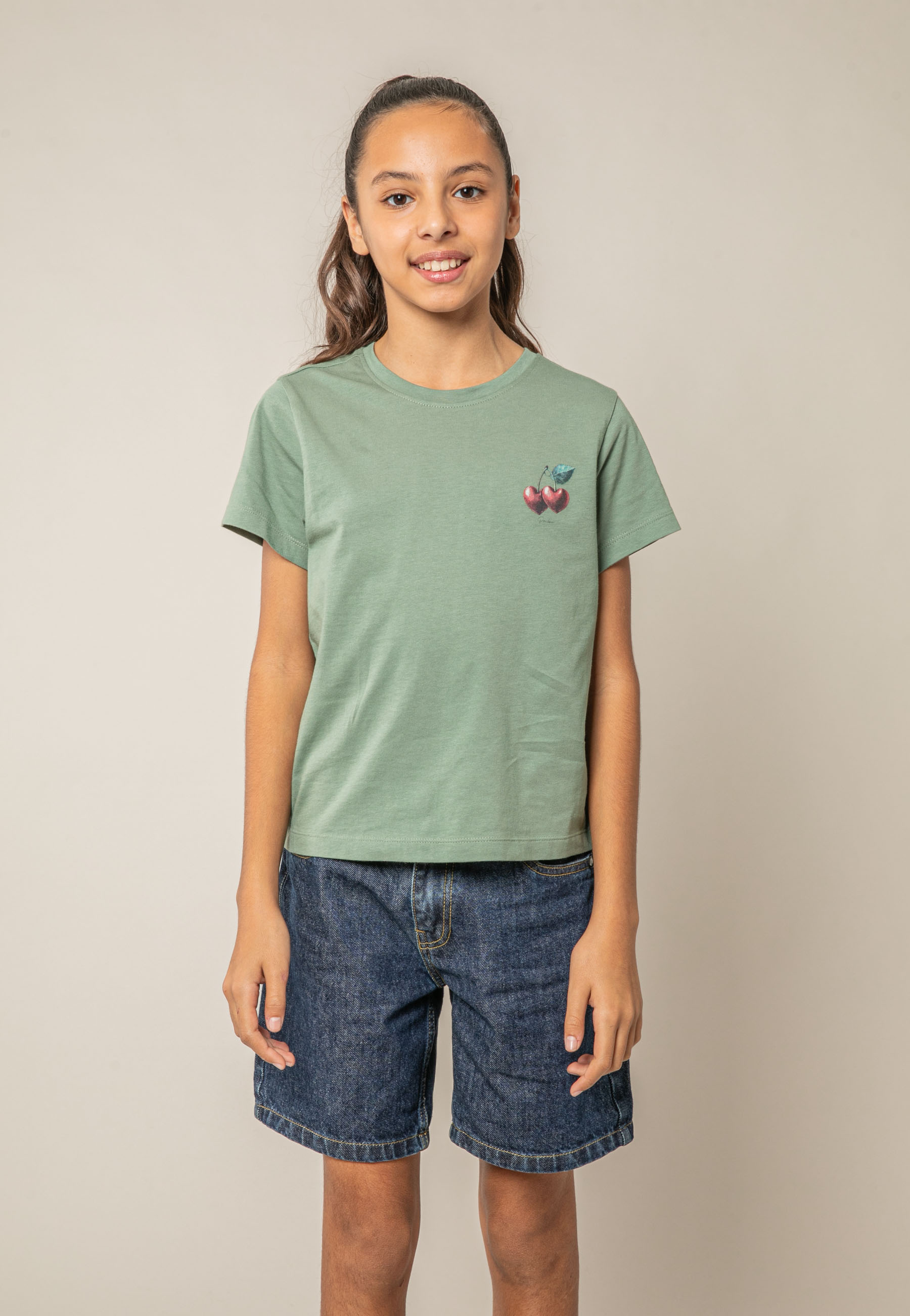 T-shirt fille en coton à motif cerises CHERRYHEARTH, DEELUXE