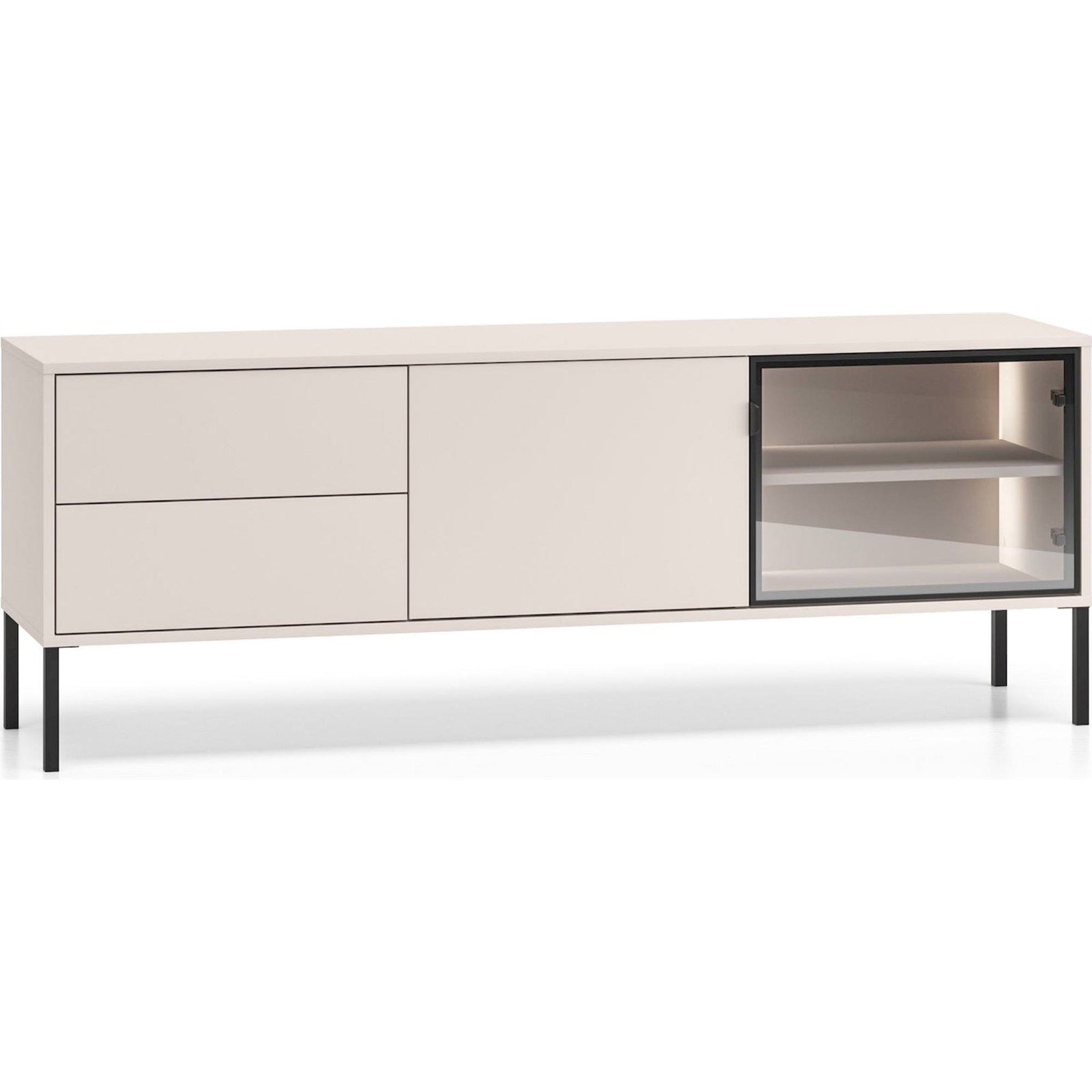 Meuble tv BARNEE bois avec portes et leds, RECOLLECTION