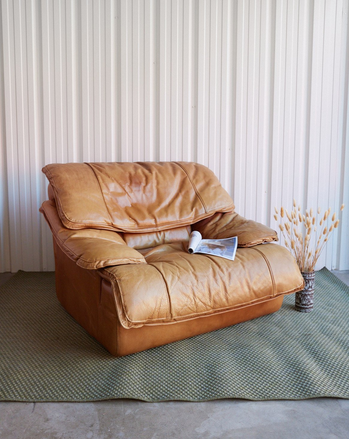 Fauteuil en cuir italien Jakob N°1395 - Bon état, DEBONGOUT