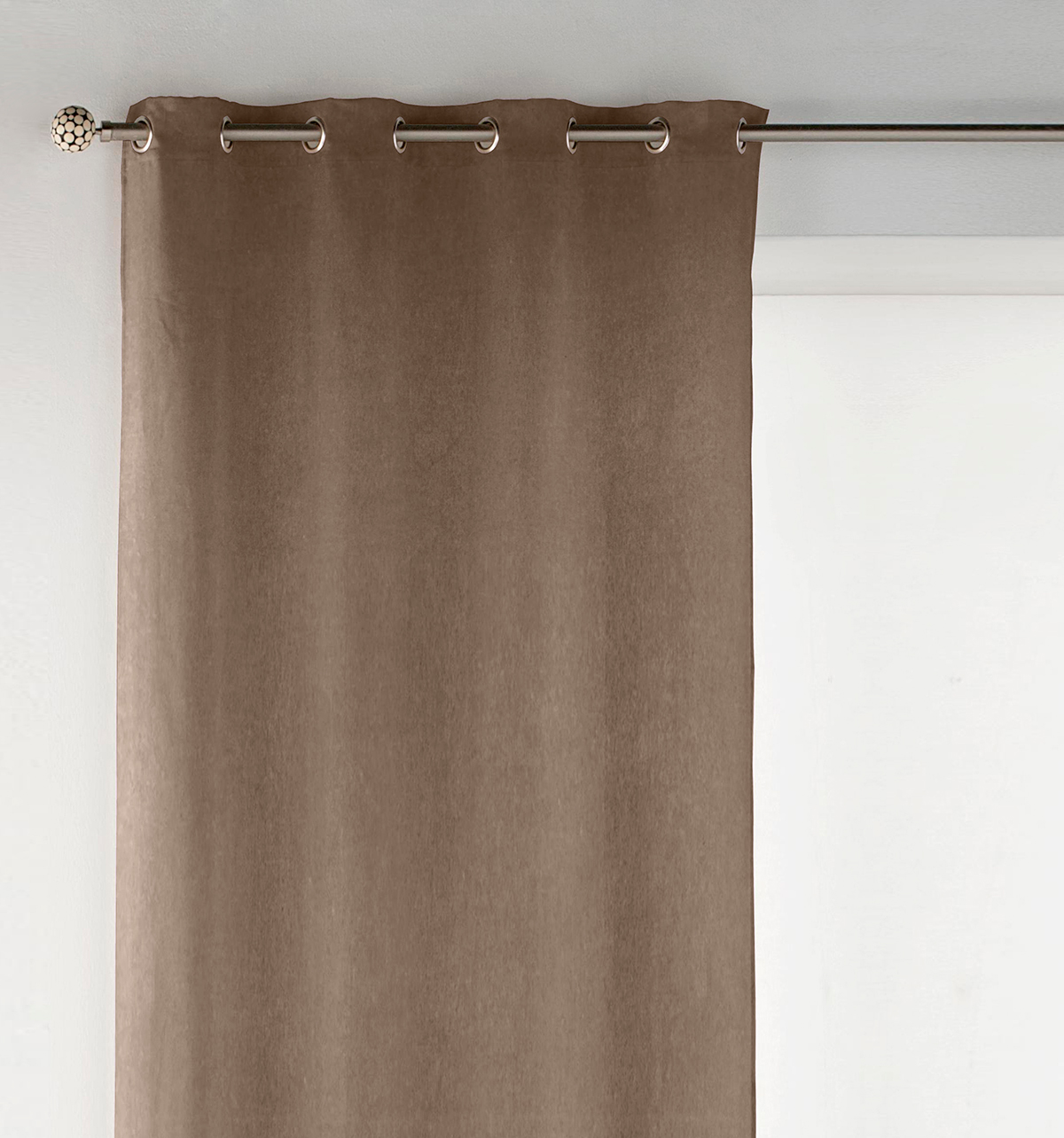 Rideau à oeillets en velours noyer 140x270 cm à l'unité, NAF NAF HOME