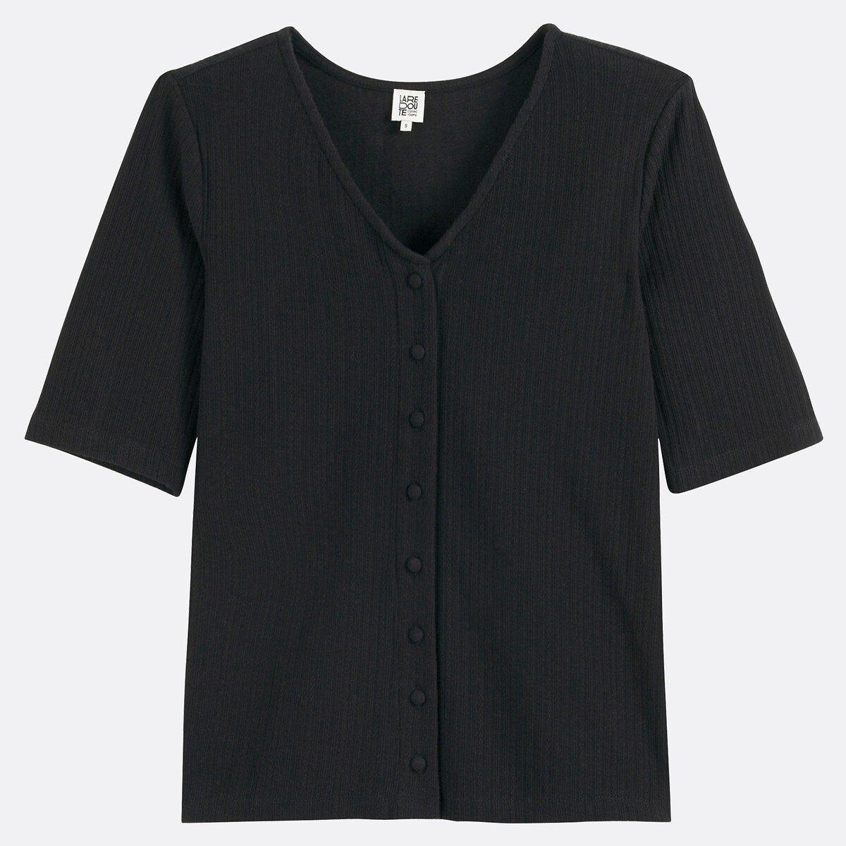 V-neck button-down t-shirt with short sleeves La Redoute