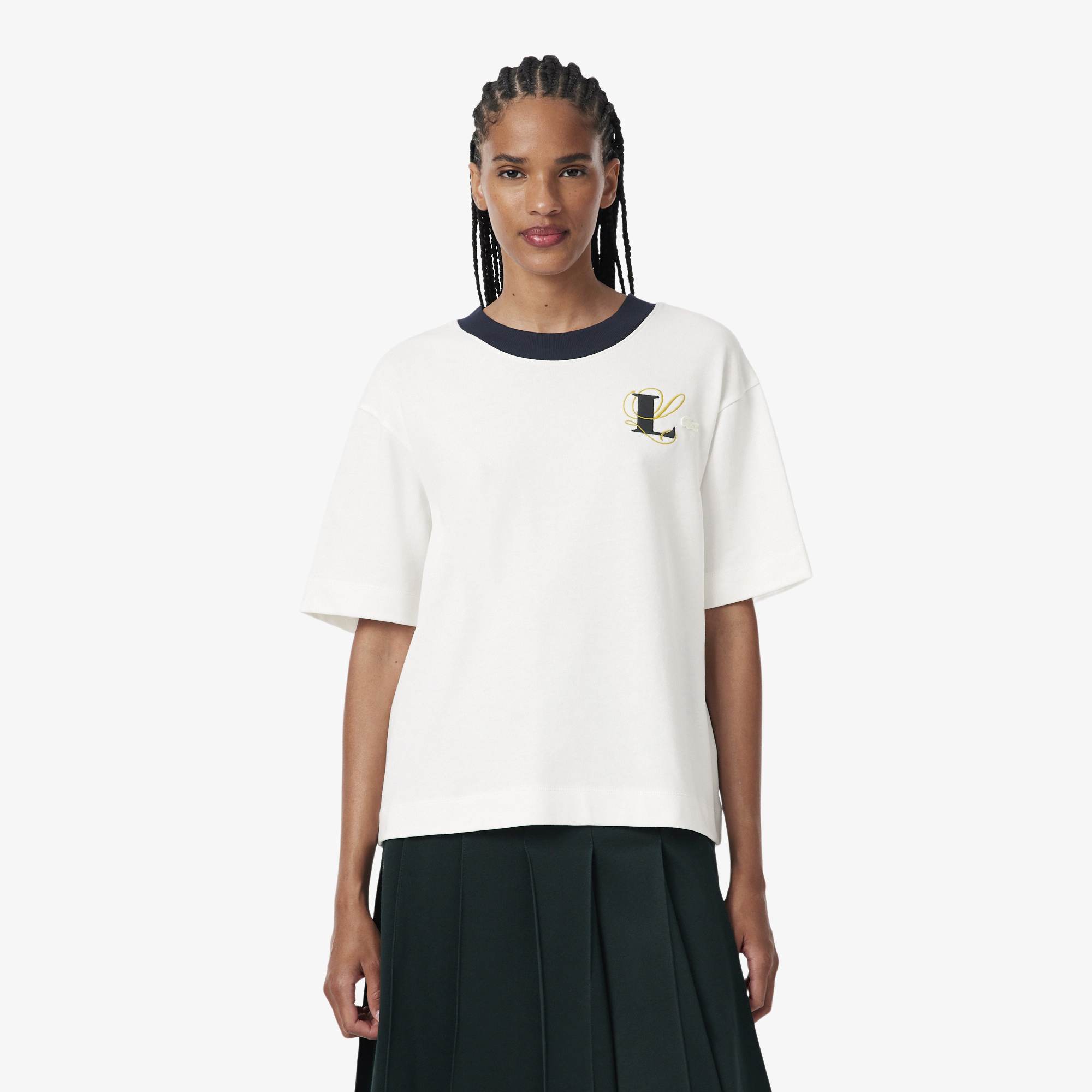 T-shirt jersey broderie oversize, LACOSTE
