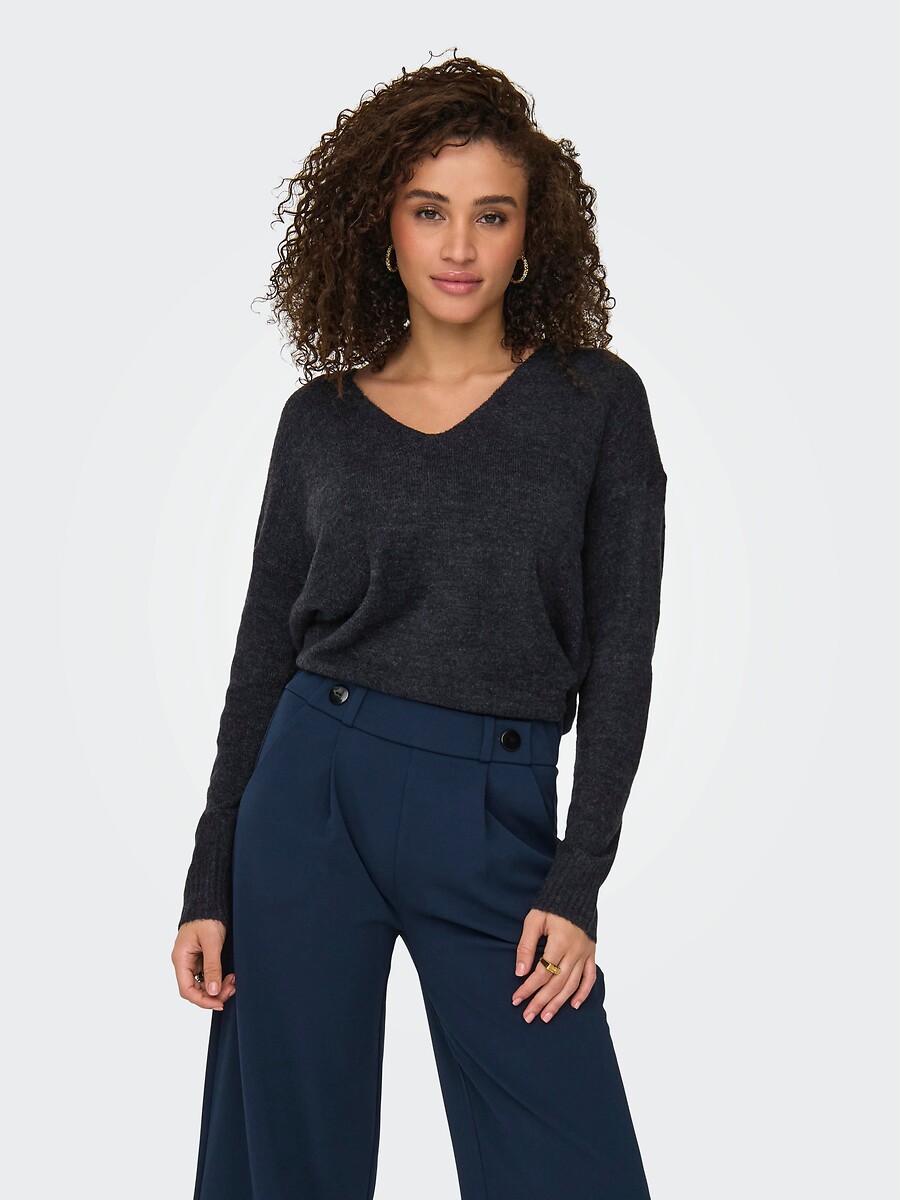 Camisola com decote em V, malha macia, JDY