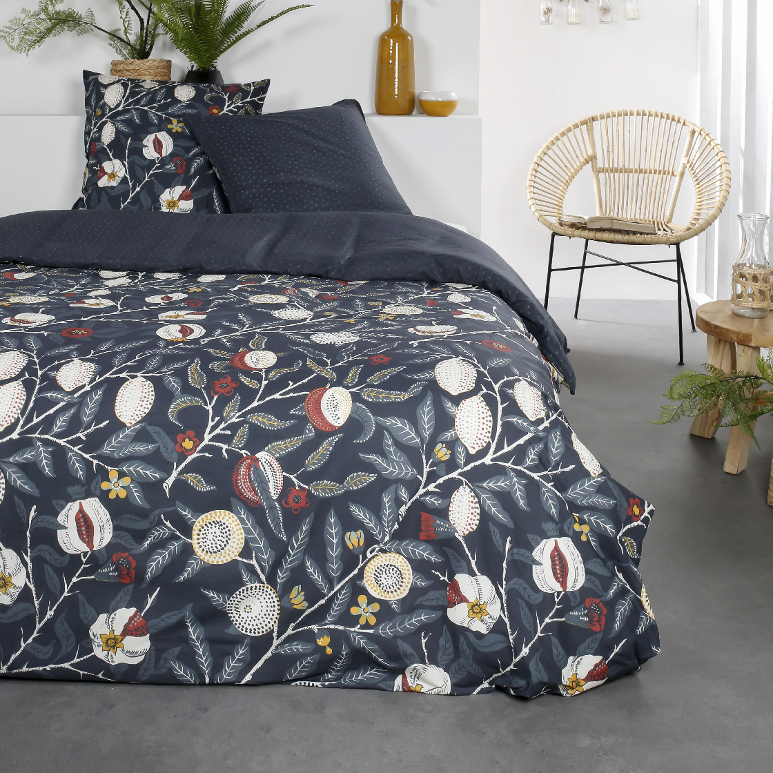 Parure de lit 2 personnes imprimé floral coton SUNSHINE JOEY, TODAY