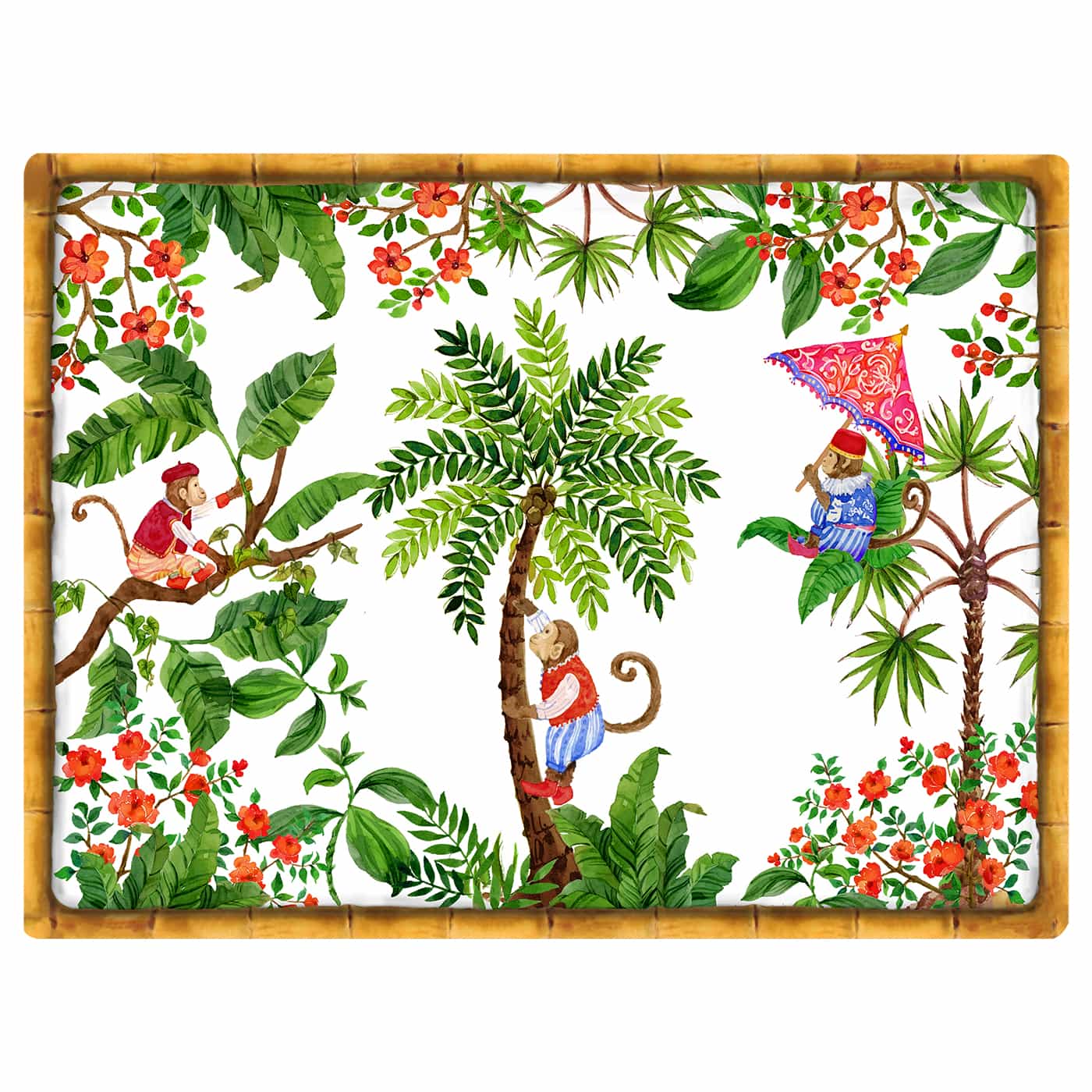 Set de table rectangulaire (40 x 30 cm) lot de 6 - Singes de Bali, LES JARDINS DE LA COMTESSE