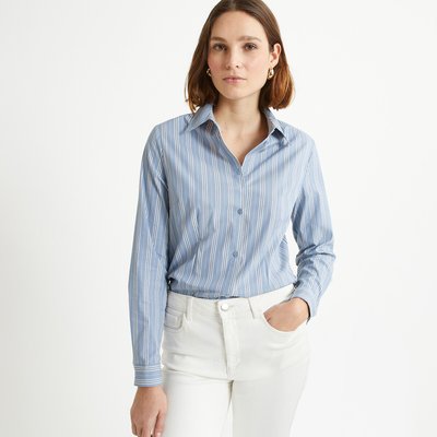 Striped Cotton Mix Shirt with Long Sleeves ANNE WEYBURN