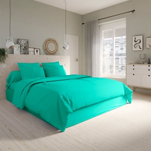 Housse De Couette STUDIO En Coton Bleu - 57 Fils/cm² - Douce Et Respirante - Taille Standard