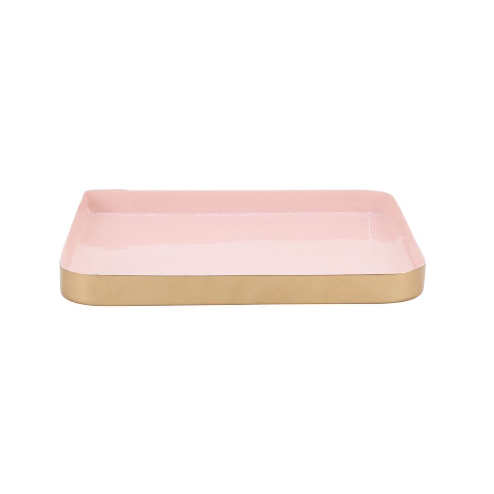 Plateau carré en métal rose 25x25cm, ORNAMI