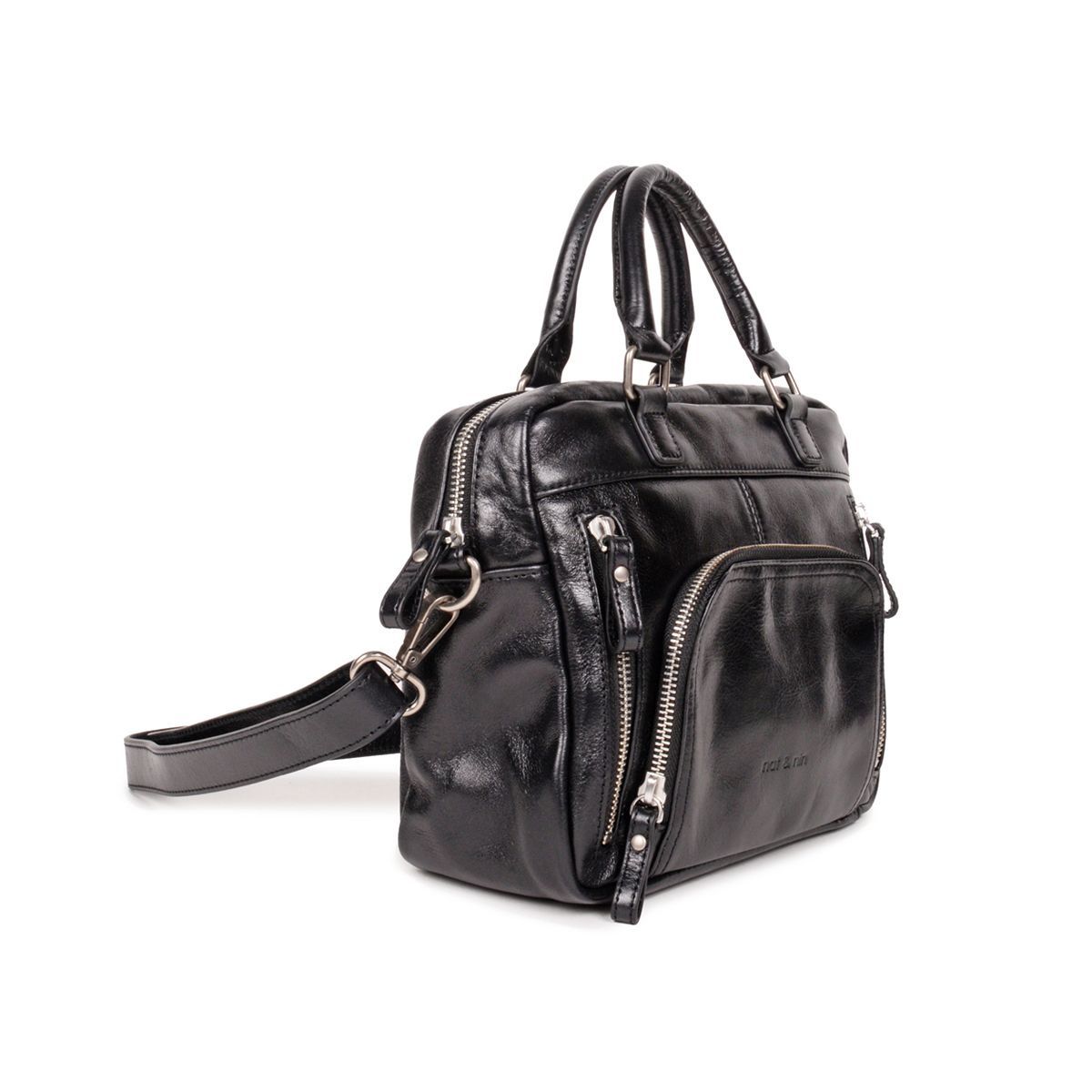 Sac main en cuir avec bandouli re amovible mini macy noir Nat