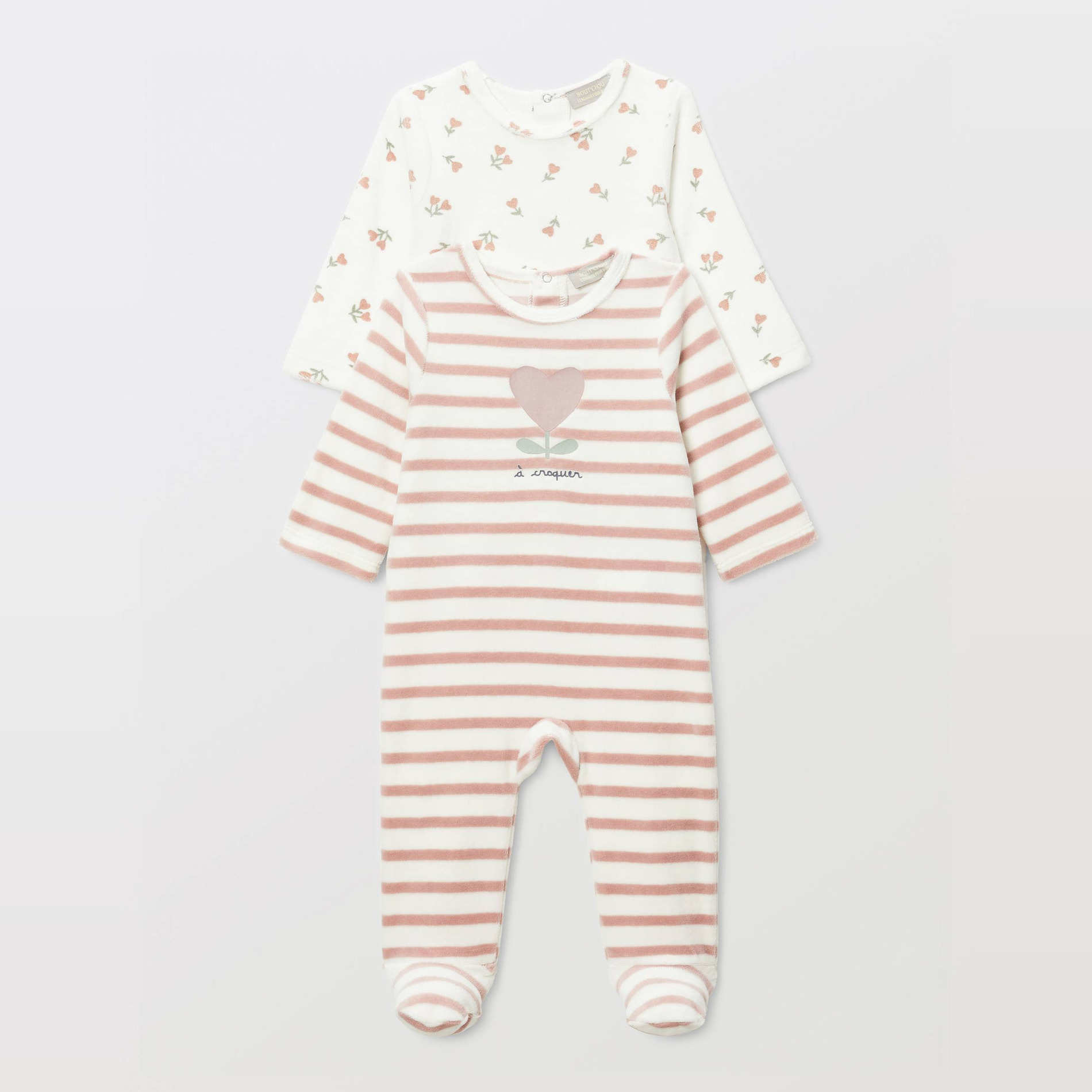 Lot de 2 dors-bien en velours en coton BIO GOTS, BOUT'CHOU