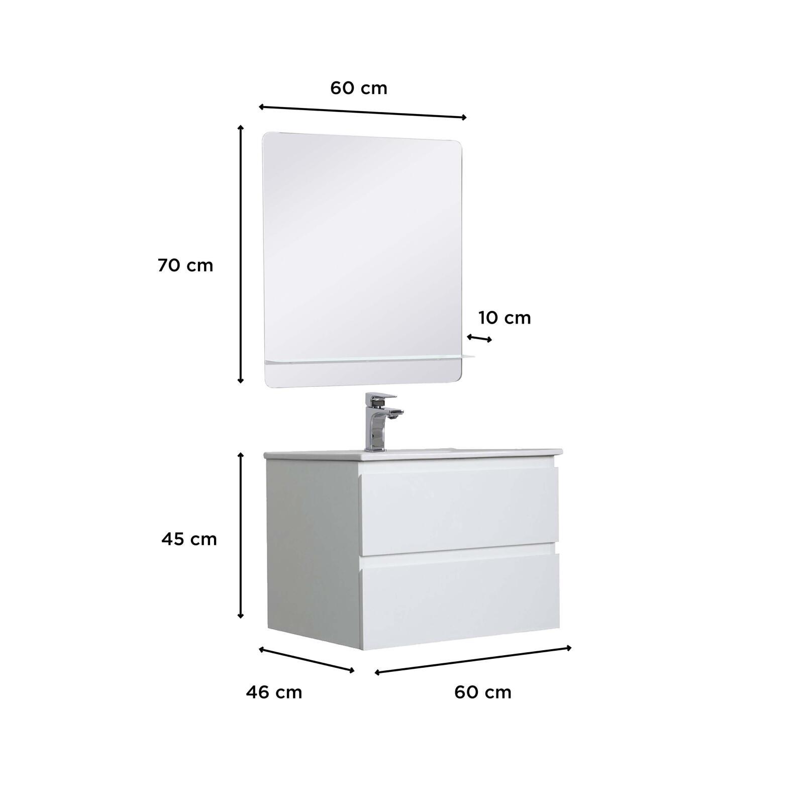 Meuble simple +vasque +miroir SORRENTO, MOB IN