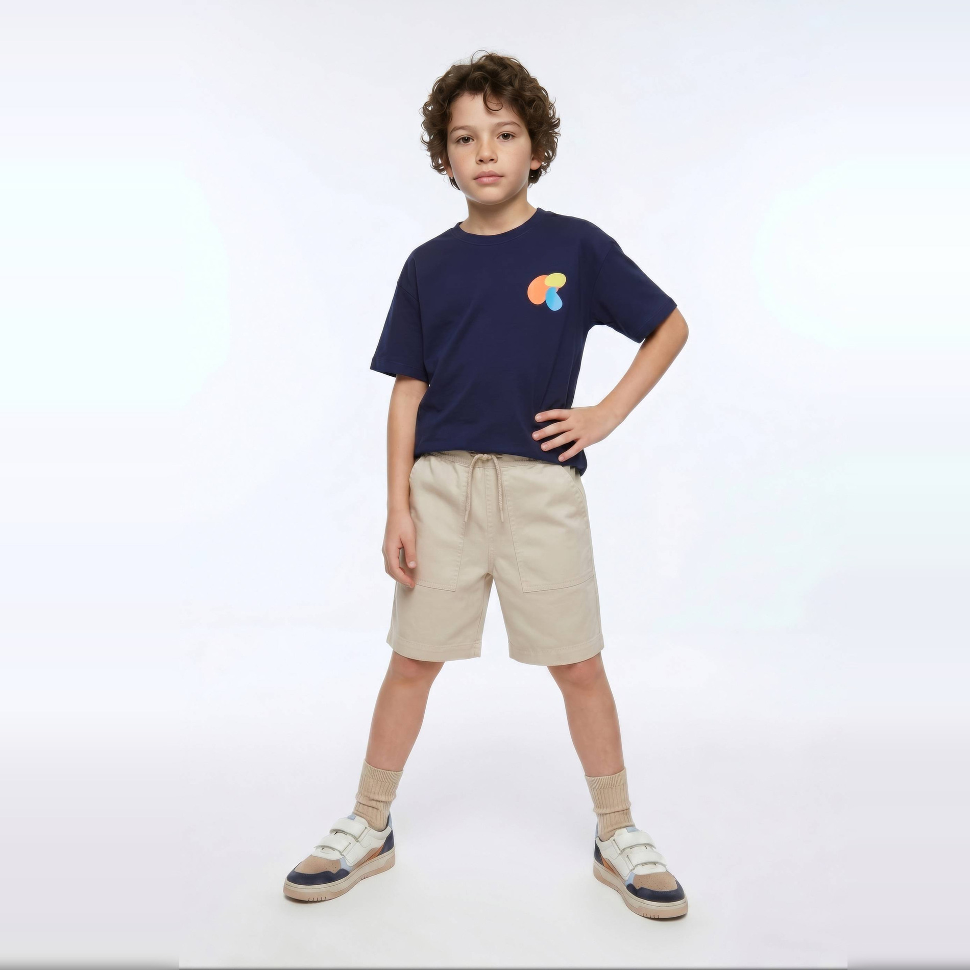 Short surteint uni en coton, MONOPRIX