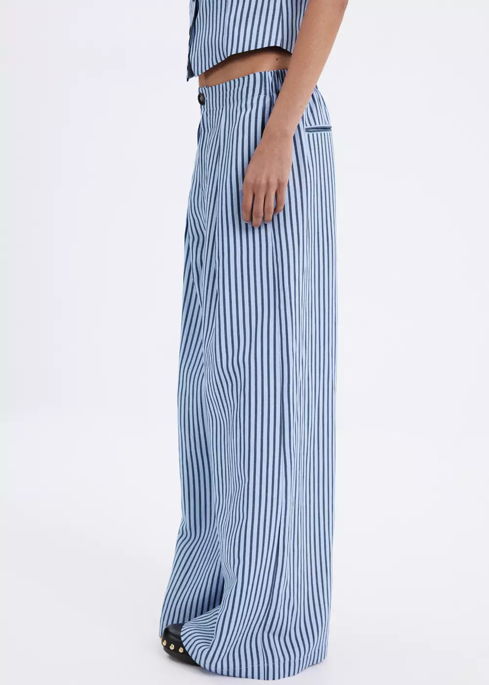 Pantalon fluide à rayures, MANGO