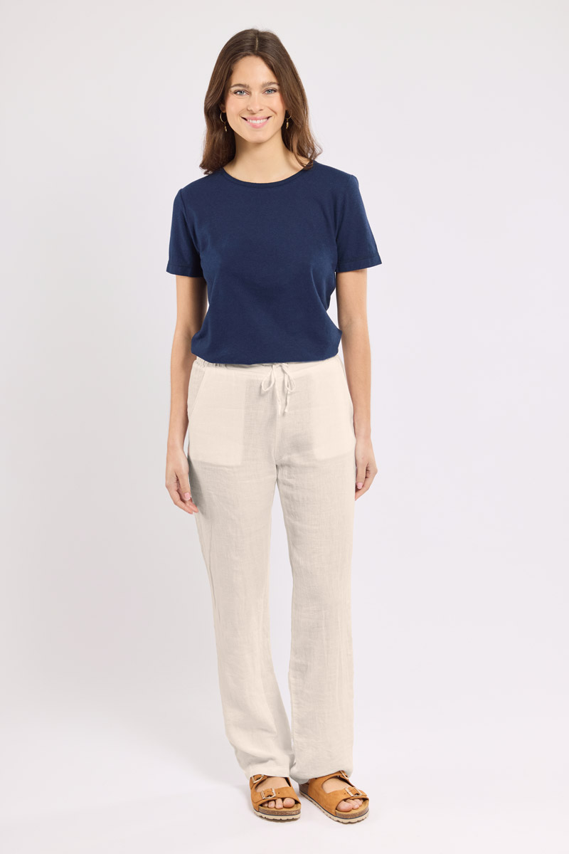 Pantalon taille élastique en lin, ARMOR-LUX