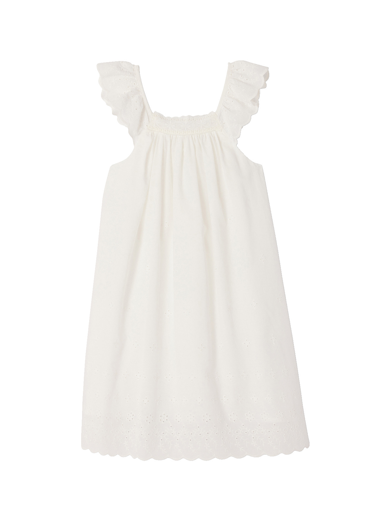 Robe évasée coton broderie, VERTBAUDET