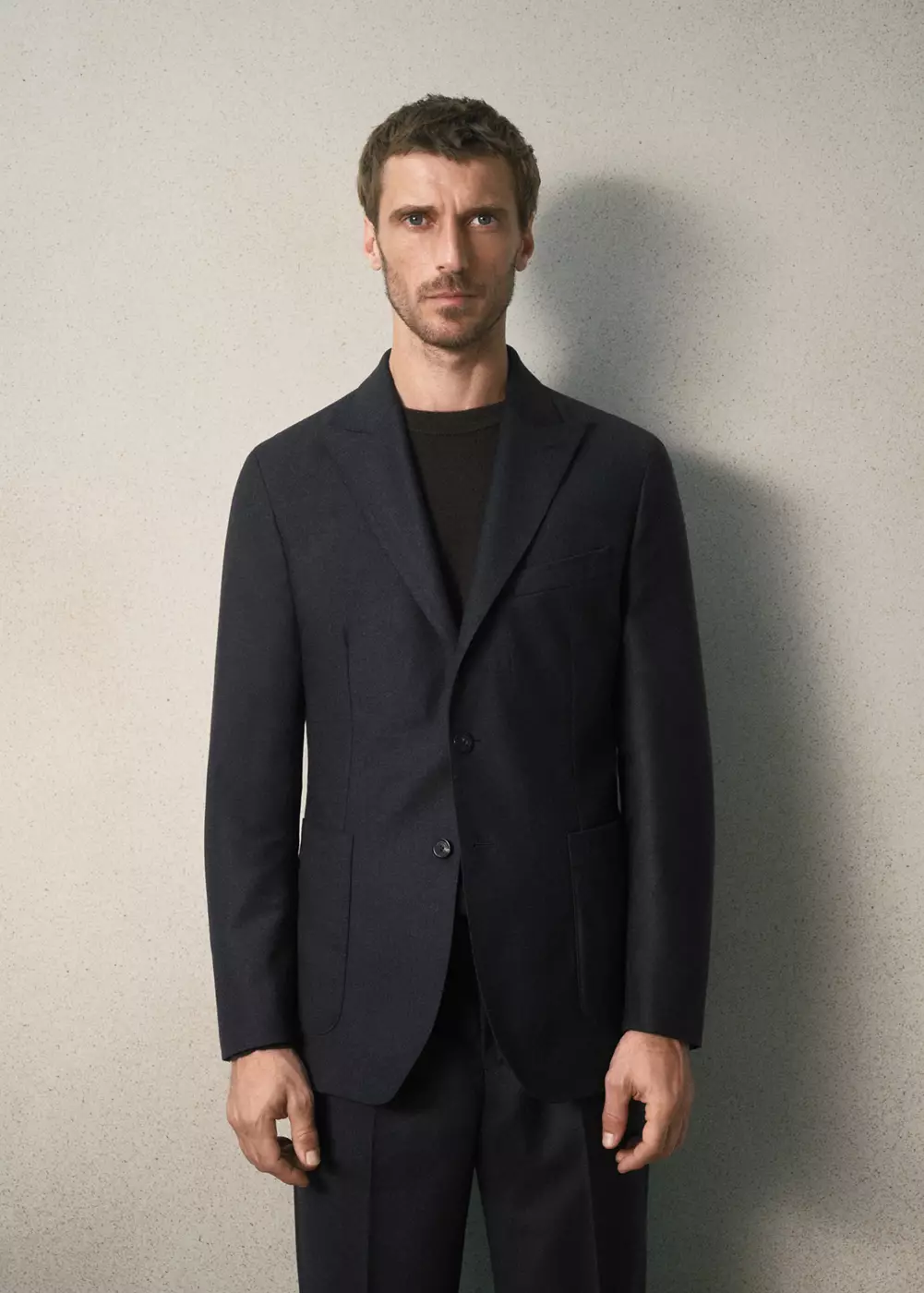 Blazer de costume en flanelle ajusté, MANGO MAN