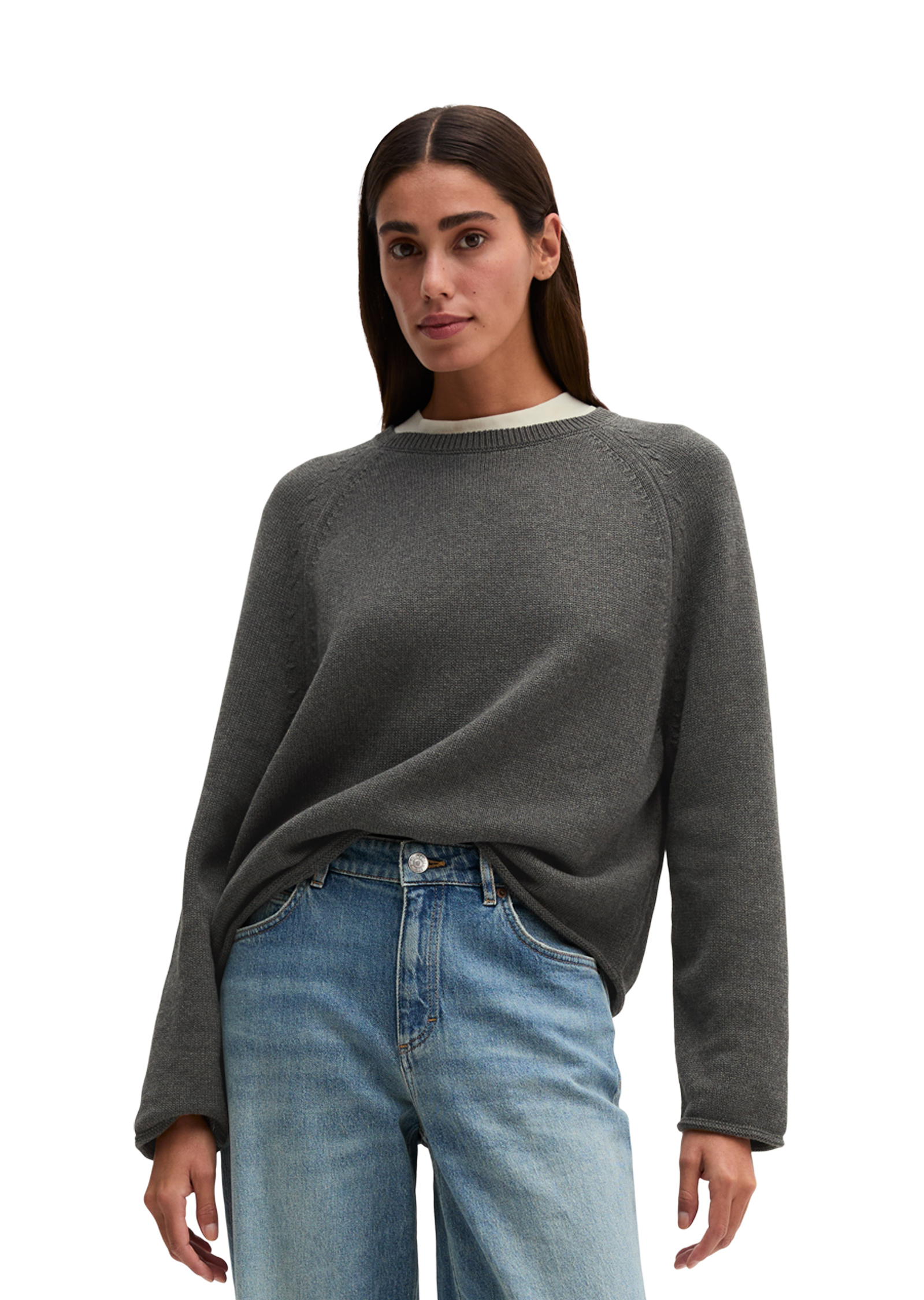 Pull à col rond, coupe classique en coton biologique épais, MARC O'POLO