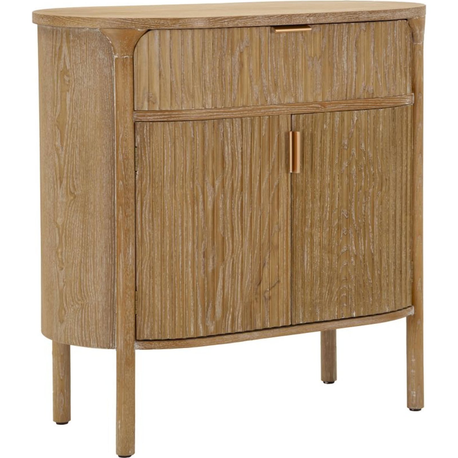 Buffet arrondi bois strié socle en fer MODERN, RECOLLECTION