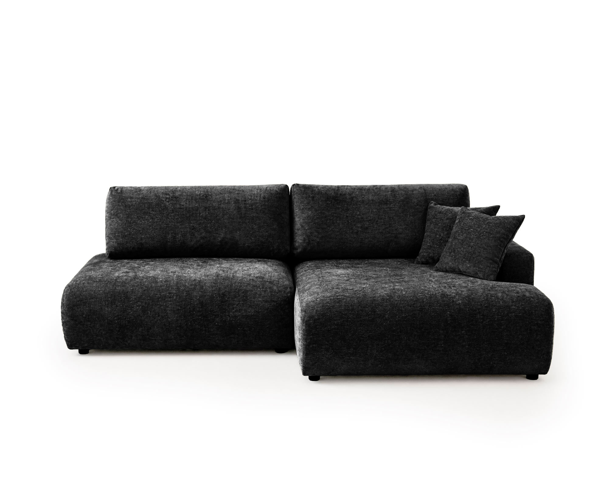 Canapé d'Angle Convertible en Tissu texturé 4 places - PIVOINE, BEST MOBILIER