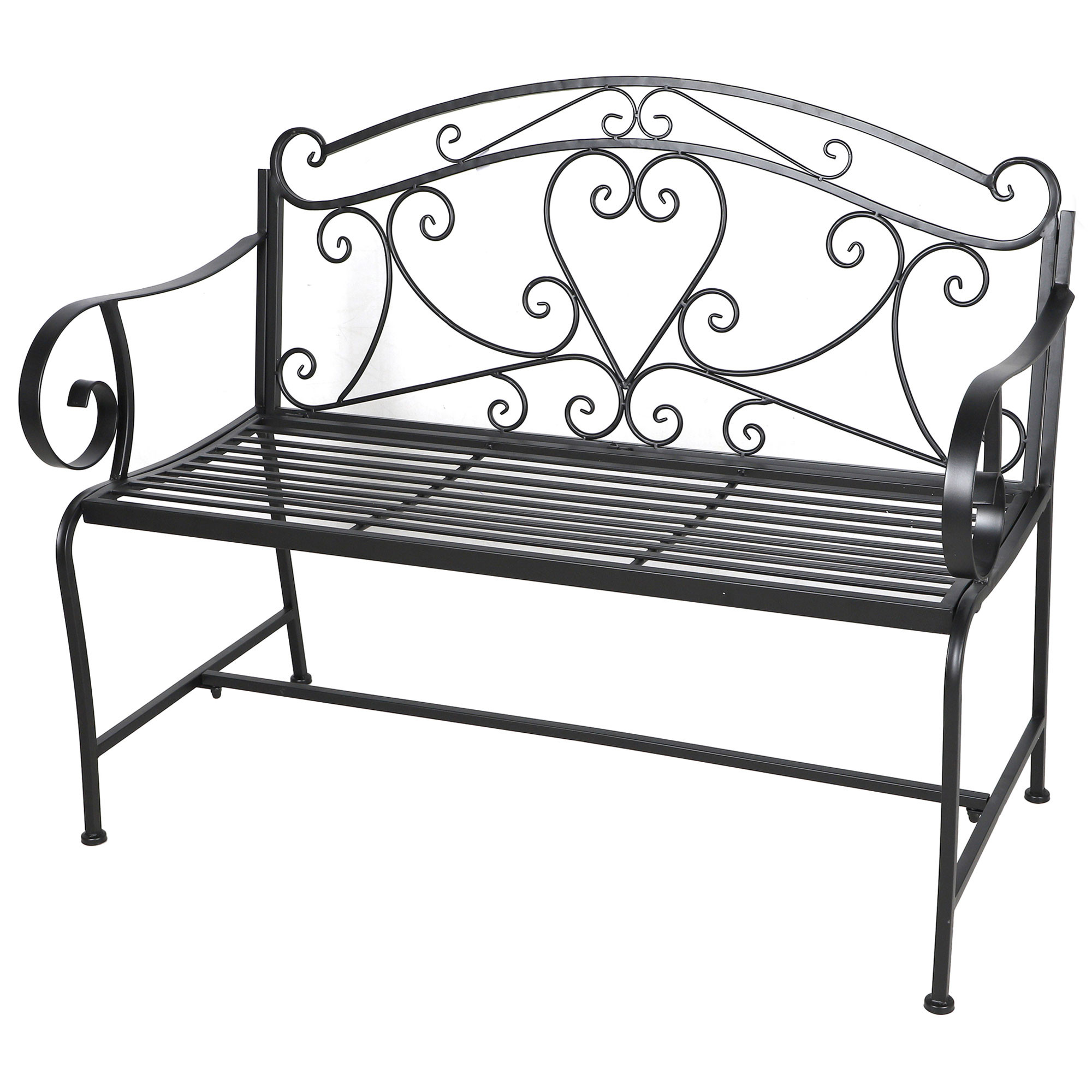 Banc de jardin en métal noir pliable 110x56x91cm, WADIGA