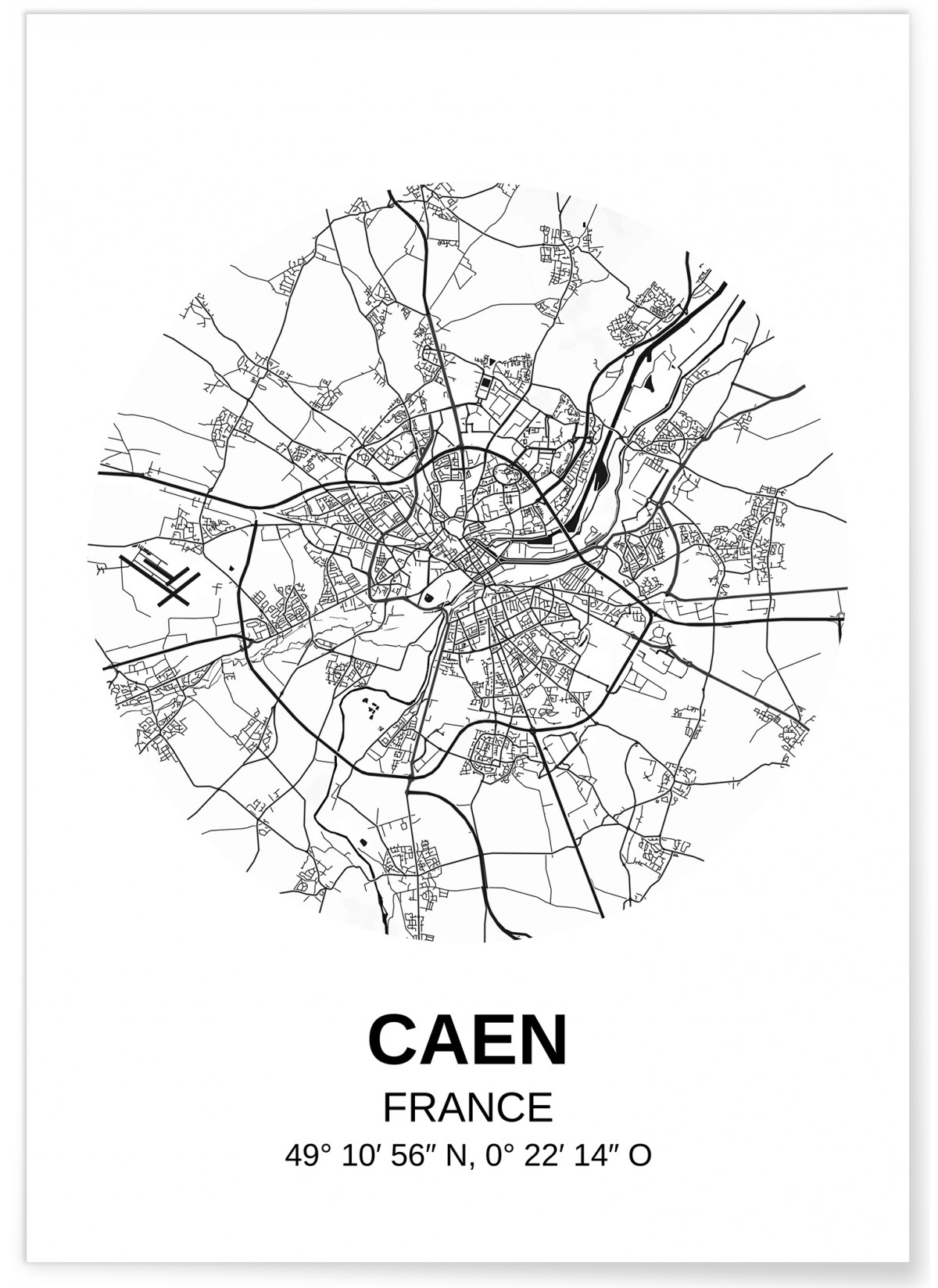 Affiche Carte Caen, L'AFFICHERIE