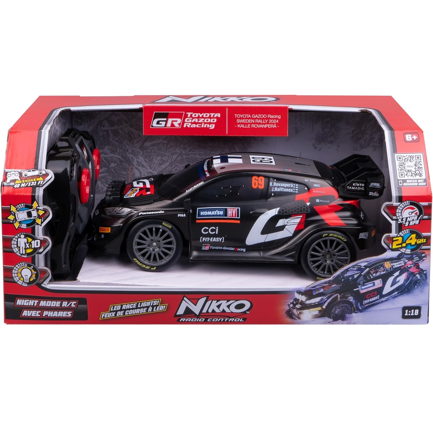 Voiture RC Toyota GR Dakar 2024 1:18 - Nikko Télécommande 2,4 GHz LED 9 Km/h