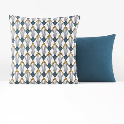 Elisa Blue Art Deco 100% Cotton Percale 180 Thread Count Pillowcase LA REDOUTE INTERIEURS