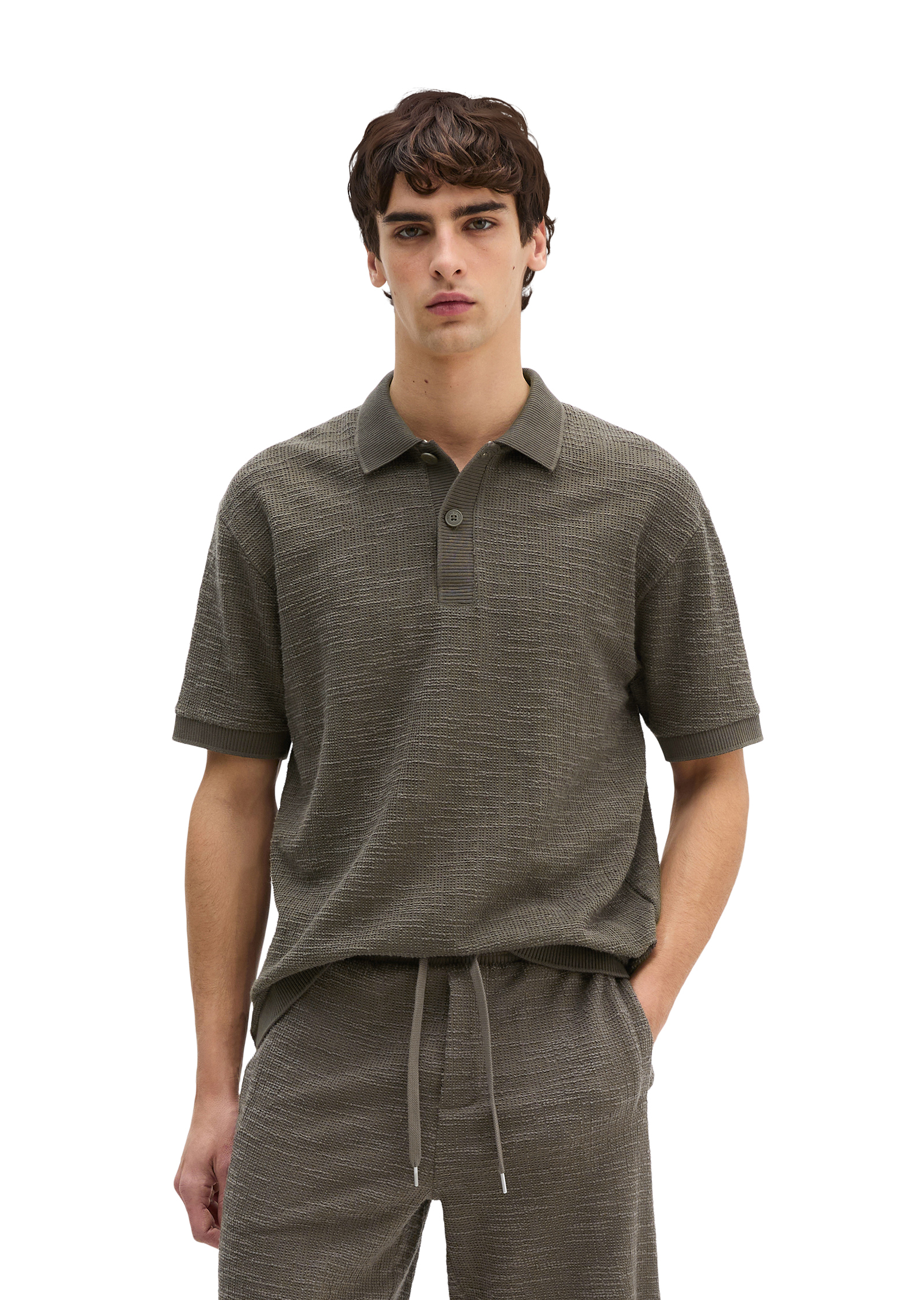 Poloshirt loose aus weichem Bouclé-Jersey, MARC O'POLO