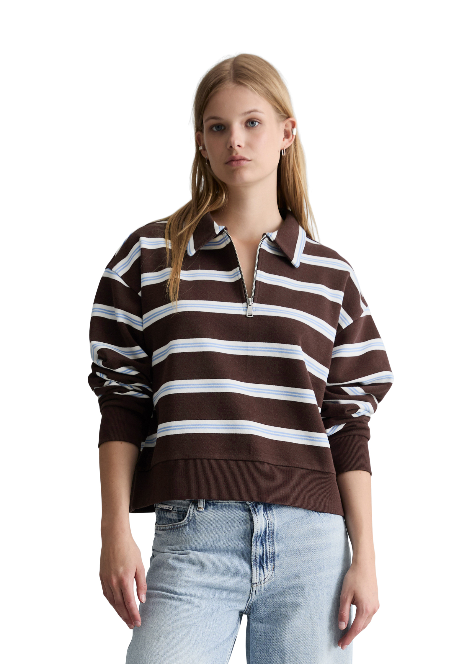 Sweat-shirt polo relaxed en coton bio, MARC O’POLO DENIM