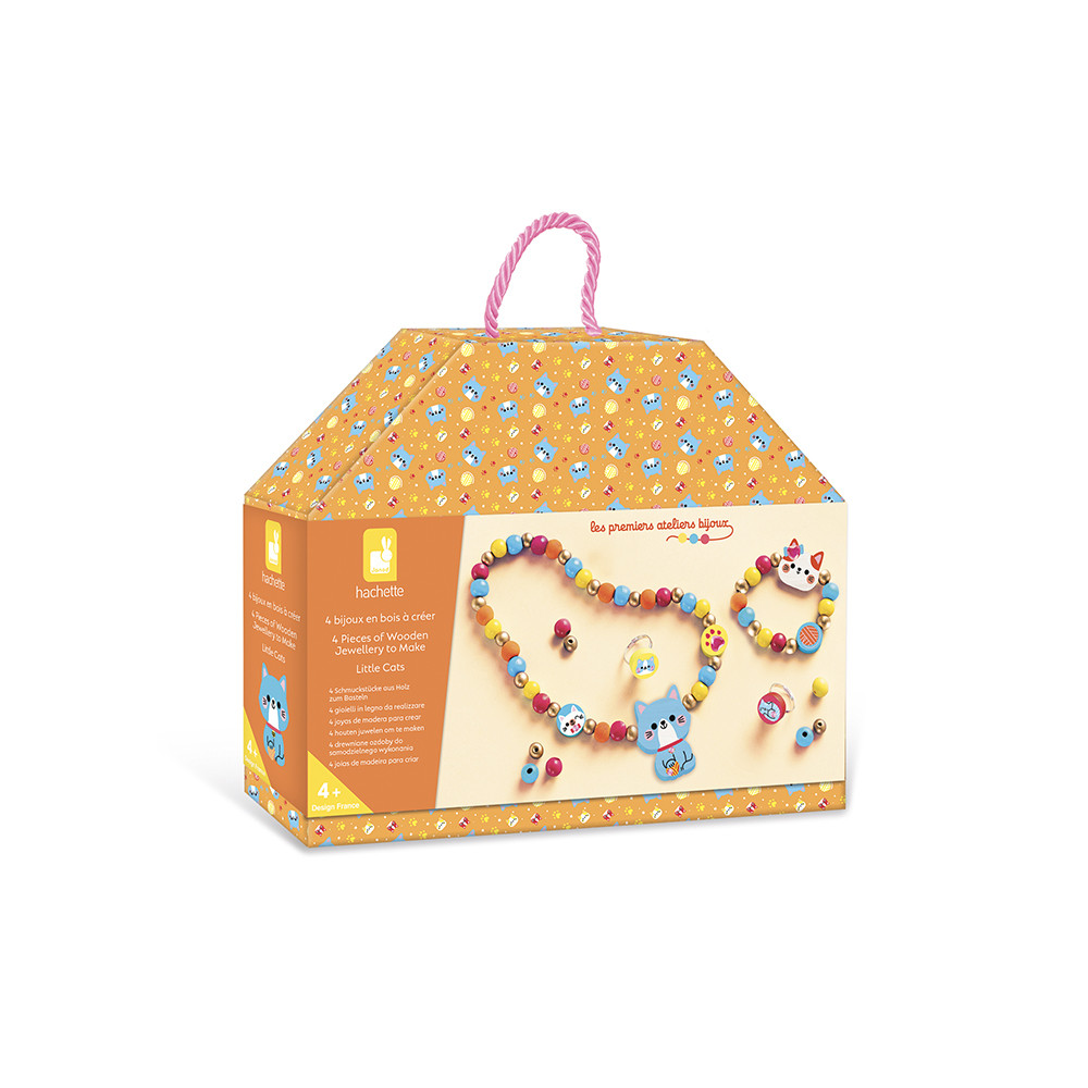 4 Bijoux En Bois À Créer Petits Chats, JANOD