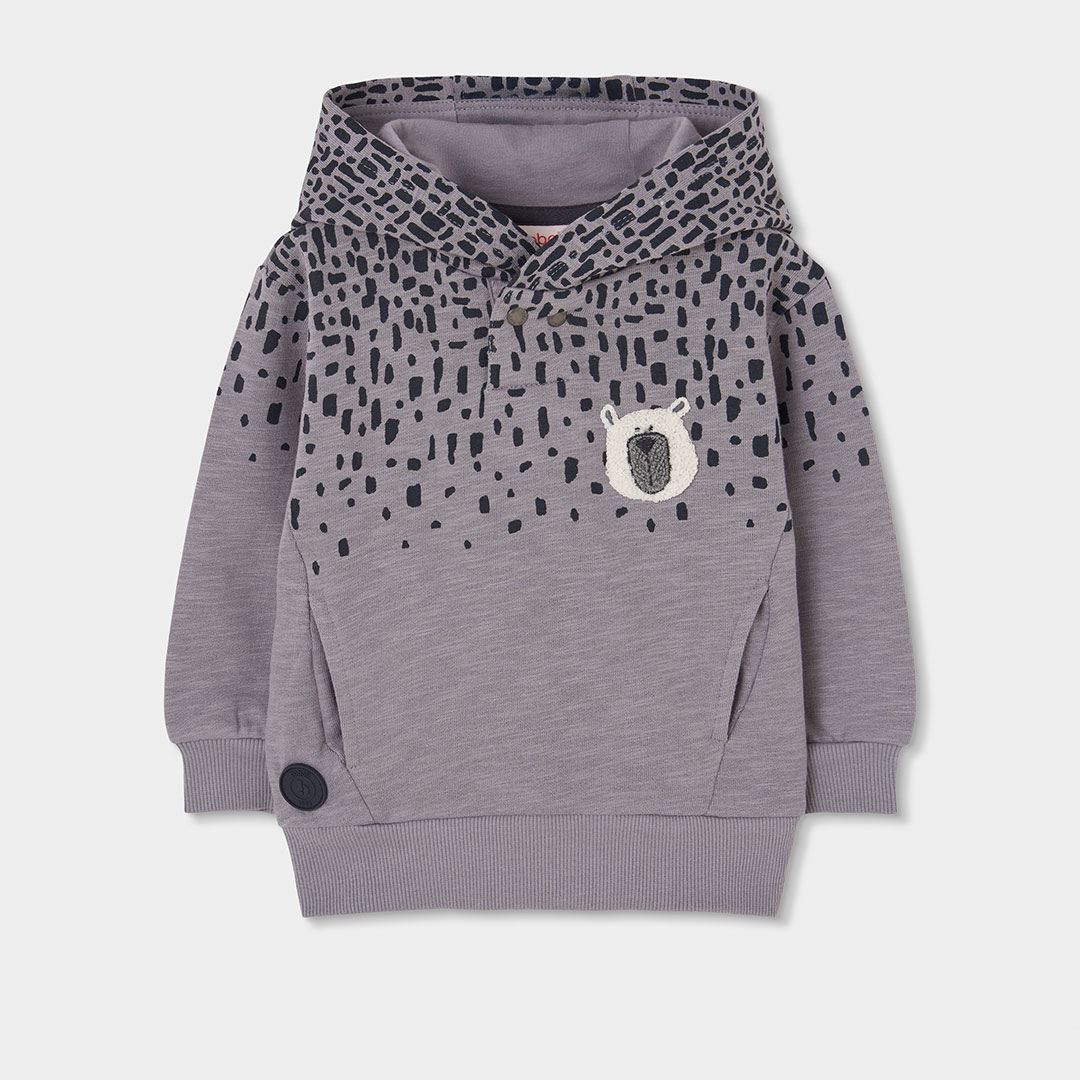 Sweat-shirt garçon molleton à capuche imprimée, BOBOLI