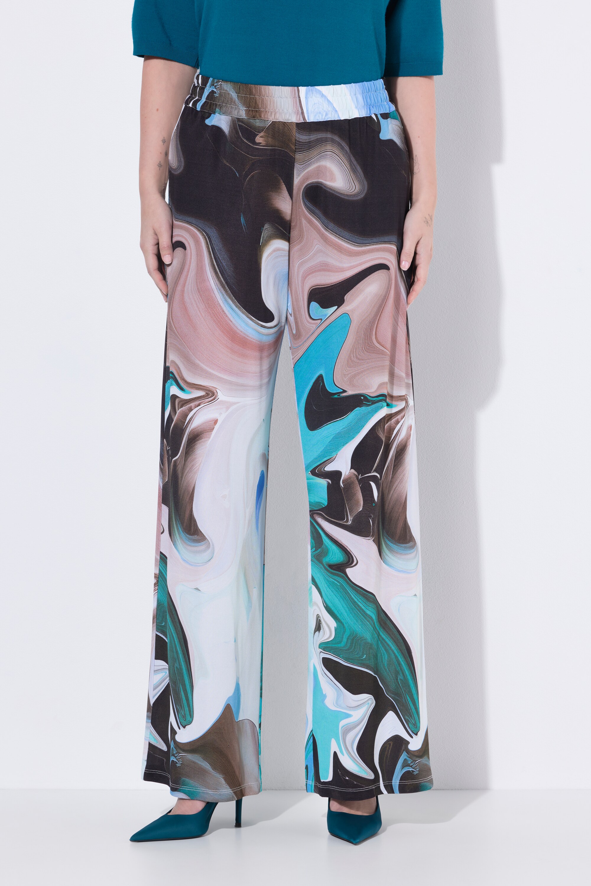 Pantalon au tombé fluide, motif marbré, ULLA POPKEN